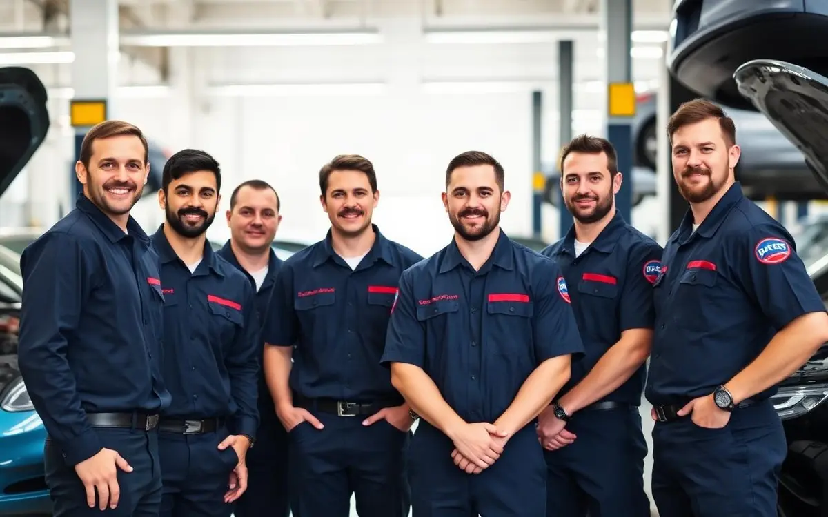 Team in einheitlicher Berufskleidung – Automotive & Werkstätten