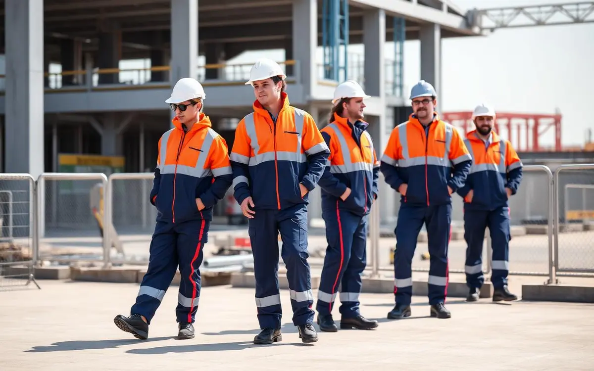 Team in einheitlicher Berufskleidung – Bau & Handwerk